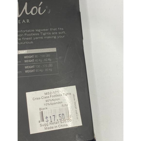 MEMOI Women's Black Solid Semi Sheer Criss-Cross Cutout Foot Tights SZ M/L - Picture 6 of 10